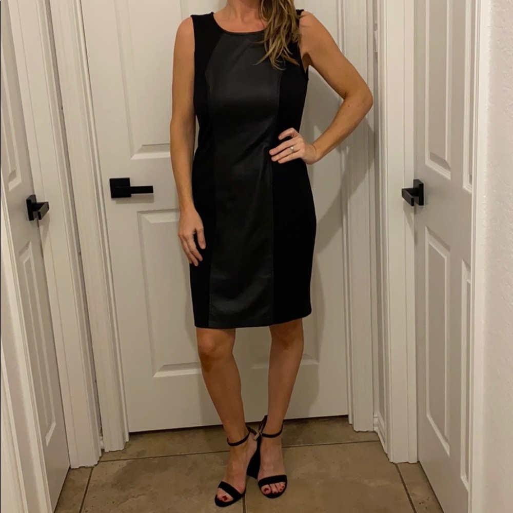 4/$20Blanc Noir Black pleather panel dress